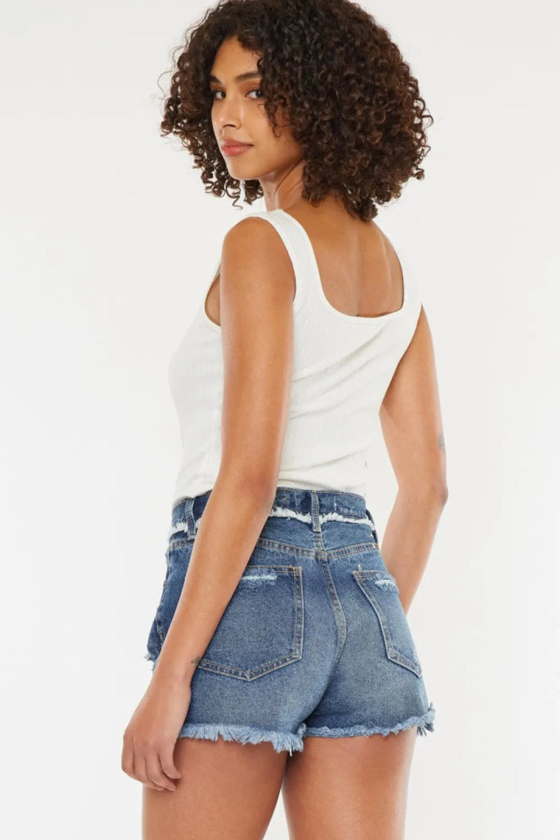 Kancan Distressed Button Fly Denim Shorts for Summer Style - Love Salve